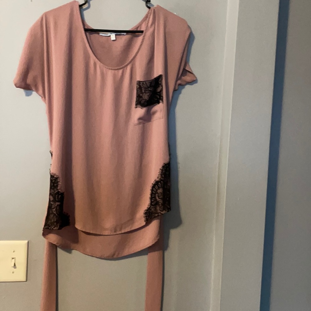 Dusty Rose too with black lace with tie